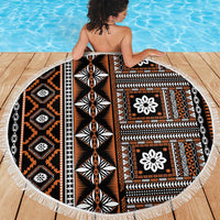 Fiji Masi Tapa Pattern Orange Beach Blanket - Polynesian Pride