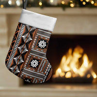 Fiji Masi Tapa Pattern Orange Christmas Stocking - Polynesian Pride