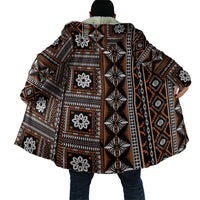 Fiji Masi Tapa Pattern Orange Cloak - Polynesian Pride