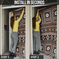 Fiji Masi Tapa Pattern Orange Door Cover - Polynesian Pride