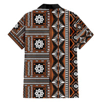 Fiji Masi Tapa Pattern Orange Family Matching Tank Maxi Dress and Hawaiian Shirt - Polynesian Pride