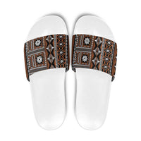Fiji Masi Tapa Pattern Orange Slide Sandals - Polynesian Pride