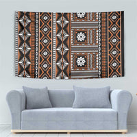 Fiji Masi Tapa Pattern Orange Tapestry - Polynesian Pride