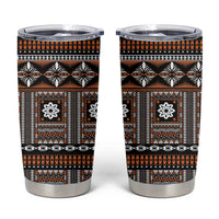 Fiji Masi Tapa Pattern Orange Tumbler Cup - Polynesian Pride