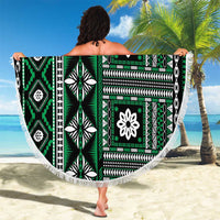 Fiji Masi Tapa Pattern Green Beach Blanket - Polynesian Pride
