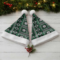 Fiji Masi Tapa Pattern Green Christmas Santa Hat - Polynesian Pride