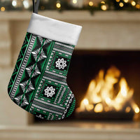 Fiji Masi Tapa Pattern Green Christmas Stocking - Polynesian Pride