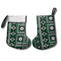 Fiji Masi Tapa Pattern Green Christmas Stocking - Polynesian Pride