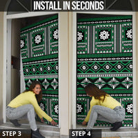 Fiji Masi Tapa Pattern Green Door Cover - Polynesian Pride