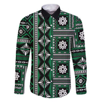 Fiji Masi Tapa Pattern Green Family Matching Puletasi and Hawaiian Shirt - Polynesian Pride