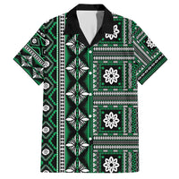 Fiji Masi Tapa Pattern Green Family Matching Short Sleeve Bodycon Dress and Hawaiian Shirt - Polynesian Pride