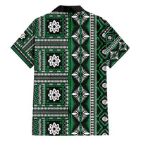Fiji Masi Tapa Pattern Green Family Matching Summer Maxi Dress and Hawaiian Shirt - Polynesian Pride