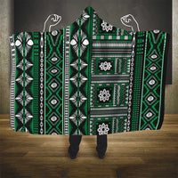 Fiji Masi Tapa Pattern Green Hooded Blanket - Polynesian Pride