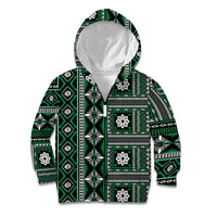 Fiji Masi Tapa Pattern Green Kid Hoodie - Polynesian Pride