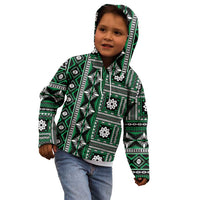 Fiji Masi Tapa Pattern Green Kid Hoodie - Polynesian Pride