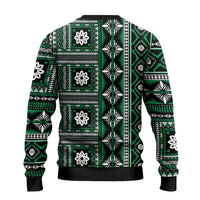 Fiji Masi Tapa Pattern Green Ugly Christmas Sweater - Polynesian Pride