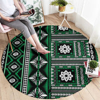 Fiji Masi Tapa Pattern Green Round Carpet - Polynesian Pride