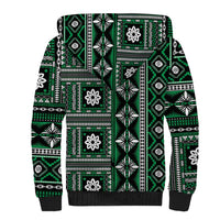 Fiji Masi Tapa Pattern Green Sherpa Hoodie - Polynesian Pride