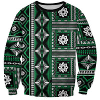 Fiji Masi Tapa Pattern Green Sweatshirt LT01 Unisex Green - Polynesian Pride