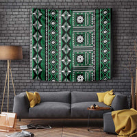 Fiji Masi Tapa Pattern Green Tapestry - Polynesian Pride