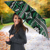 Fiji Masi Tapa Pattern Green Umbrella - Polynesian Pride