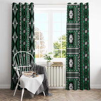 Fiji Masi Tapa Pattern Green Window Curtain - Polynesian Pride