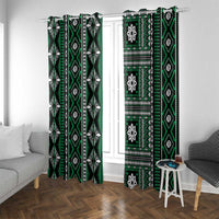 Fiji Masi Tapa Pattern Green Window Curtain - Polynesian Pride