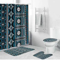 Fiji Masi Tapa Pattern Blue Bathroom Set - Polynesian Pride