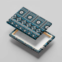 Fiji Masi Tapa Pattern Blue Canvas Wall Art - Polynesian Pride
