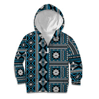 Fiji Masi Tapa Pattern Blue Kid Hoodie - Polynesian Pride