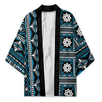 Fiji Masi Tapa Pattern Blue Kimono - Polynesian Pride
