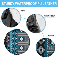 Fiji Masi Tapa Pattern Blue Spare Tire Cover - Polynesian Pride