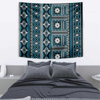 Fiji Masi Tapa Pattern Blue Tapestry - Polynesian Pride