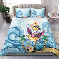 Hawaii Flamingo Bedding Set Plumeria Tropical Beach