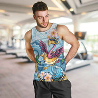 Hawaii Flamingo Men Tank Top Plumeria Tropical Beach