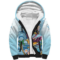 Hawaii Flamingo Sherpa Hoodie Plumeria Tropical Beach