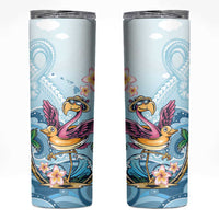 Hawaii Flamingo Skinny Tumbler Plumeria Tropical Beach