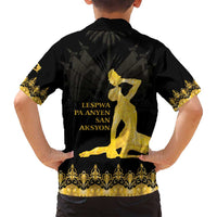 Haiti Neg Marron Gold Family Matching Long Sleeve Bodycon Dress and Hawaiian Shirt Lespwa pa anyen san aksyon