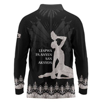 Haiti Neg Marron Silver Long Sleeve Polo Shirt Hope is Nothing Without Action LT01 - Polynesian Pride
