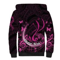 Personalised Survivor Melody Pink Sherpa Hoodie Breast Cancer Polynesian Pattern