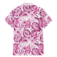 Pink Ribbon Hibiscus Tropical Pattern Family Matching Mermaid Dress and Hawaiian Shirt Breast Cancer LT01 - Polynesian Pride