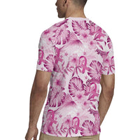 Pink Ribbon Hibiscus Tropical Pattern Rugby Jersey Breast Cancer