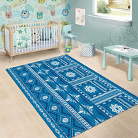 Fiji Masi All Blue Area Rug Tapa Pattern - Polynesian Pride