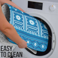 Fiji Masi All Blue Bathroom Set Tapa Pattern - Polynesian Pride