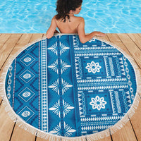 Fiji Masi All Blue Beach Blanket Tapa Pattern - Polynesian Pride