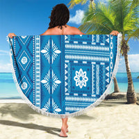 Fiji Masi All Blue Beach Blanket Tapa Pattern - Polynesian Pride