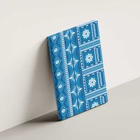 Fiji Masi All Blue Canvas Wall Art Tapa Pattern - Polynesian Pride
