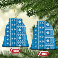 Fiji Masi All Blue Ceramic Ornament Tapa Pattern - Polynesian Pride