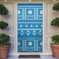 Fiji Masi All Blue Door Cover Tapa Pattern - Polynesian Pride