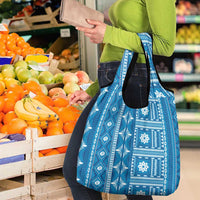 Fiji Masi All Blue Grocery Bag Tapa Pattern - Polynesian Pride